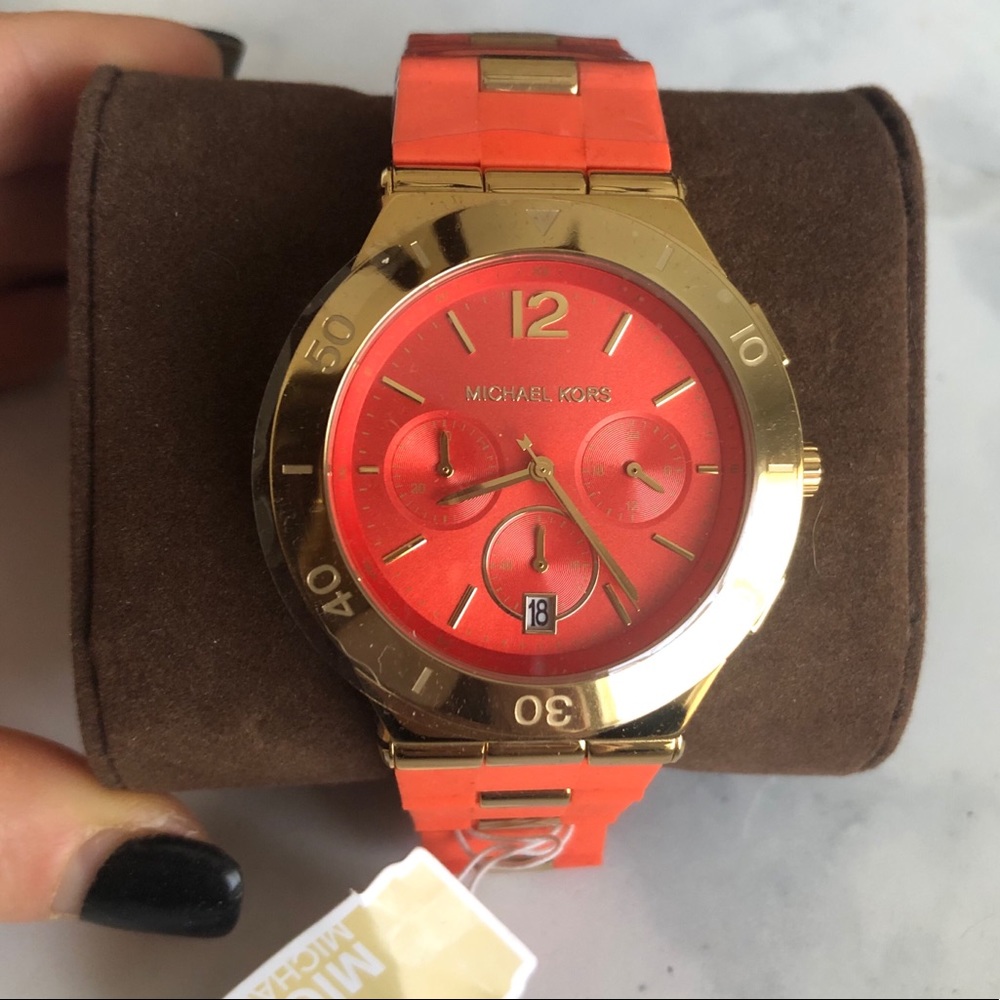 Michael Kors Wyatt Orange Dial Quartz Watch